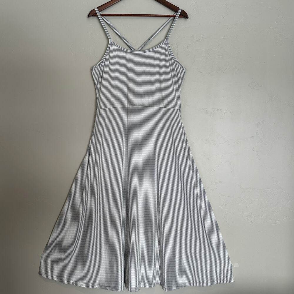Pact Striped Midi Dress in White and Navy
